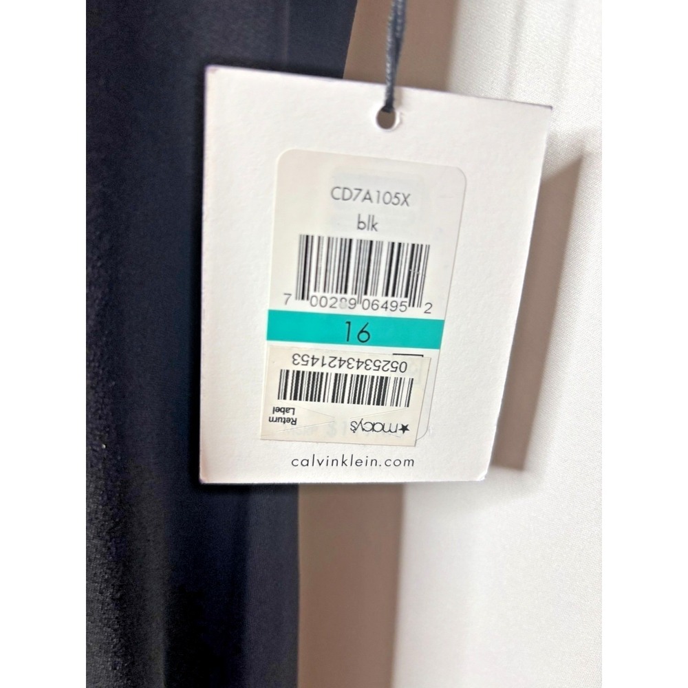 Calvin Klein | Plus Size Black Pleated Cocktail Sheath Dress | Size 16 - Picture 6 of 7
